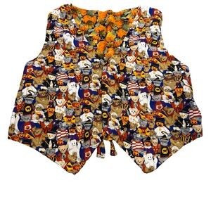✨ Vintage Reversible‎ Pumpkin & Halloween Bear Vest XL/1X ✨